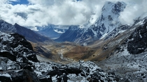 View from Cho-La pass climb Nepal 