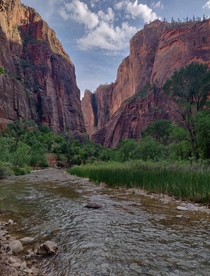View from River Side Walk at Zion National Park Utah USA 