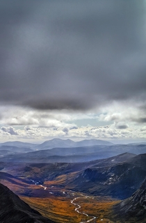 View from summit of Ben Macdui Scotland 