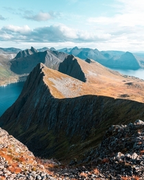 View from the Husfjellet hike on Senja Norway 