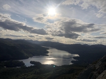 View from the top of Ben aan loch katrine Scotland  x