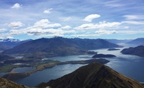 View from the top of Roys Peak Wanaka NZ 