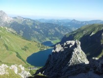 View from the top of the mountain called Lachenspitze in the Austrian Alps 
