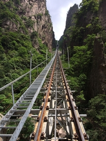 View from the Xihai Grand Canyon Cable Car Huangshan China 