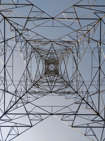 View from underneath a high tension electric tower