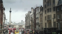 View North along Whitehall to Trafalgar Square London 