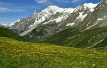 View of Mont Blanc from the Italian Val Veny 