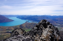 View of Queenstown and Lake Wakatipu from the Remarkables NZ 