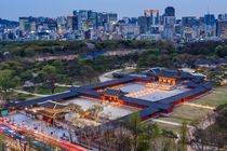 View of the Changgyeong Palace and the downtown Seoul South Korea 