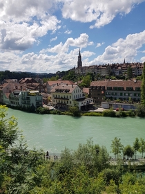 View of the Old City of Bern Switzerland from the Bern Bear Park OC 