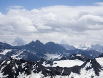 View on Dent Blanche Matterhorn and Dent dHrens from Mt Fort Switzerland 