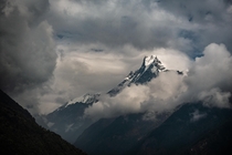 View on Machhapuchhare from Chomrong Nepal Himalaya 