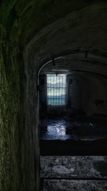 View out of an abandoned bunker of the Vallo Alpino fortification line 