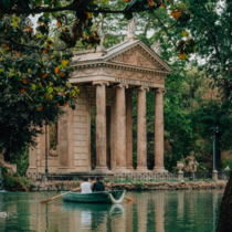 Villa Borghese in Rome was built in the ionic style between  and  in memory of the destroyed ancient Temple of Aesculapius the god of medicine that existed on the nearby Tiber Island