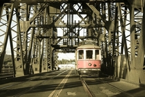 Vintage Trolley on Steel Bridge Portland OR 