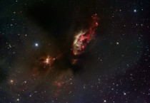 Violent jets of gas flowing out from young star clusters embedded in the Sh- Nebula 