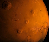 Volcanoes on Mars including the largest volcano in the Solar System Olympus Mons