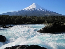 Volcn Osorno Chile as seen from Petrohu Falls