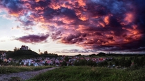 Waldburg Germany under Sunset Sky 