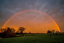 Washington county Illinois rainbow after a storm reflection of sunset OC x