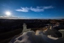 Watching the full harvest moon rise over the Bisti badlands in New Mexico was otherworldly 