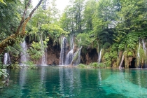 Waterfalls in the Plitvice Lakes National Park Croatia 