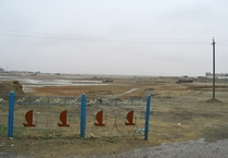 Waterfront of Aralsk Kazakhstan formerly on the banks of the Aral Sea 