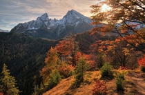 Watzmann Mountain in autumn - Bavarian Alps Germany 