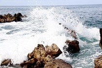 Waves crashing off the coast of Kailua-Kona Hawaii 