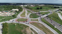 weird combination of diverging diamond interchange and roundabout near Kansas City MO 