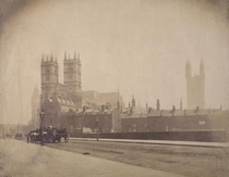 Westminster Abbey and the Palace of Westminster under construction London c 