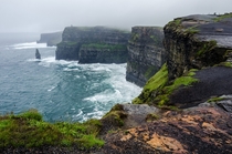 Wet and windy Cliffs of Moher - Co Clare Ireland 