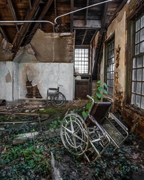 Wheelchairs left behind in an abandoned asylum  Instagram hallchris