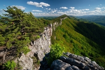 Wild cliffs in West Virginia where peregrine falcons nest 