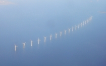 Wind turbines at the Middelgrunden wind farm off Copenhagen Denmark  Photo by Plenz