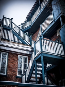 Winter Blue Stairs Quebec City