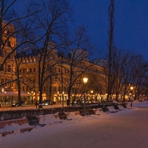 Winter evening in Helsinki Finland 