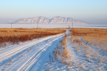Winter landscape with Yenisei river Russia