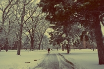 Winter on campus Moorhead MN 