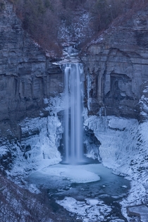 Winter wonderland already appearing at the tallest waterfall of the eastern US Taughannock Falls New York 