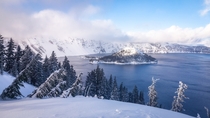 Wintery Crater Lake OR 