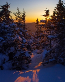 Wintry Mountain Sunrise Adirondack Mountains NY 