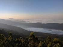 Woke up at  in the morning to catch the sun rise over this Sea of Clouds in Munnar India 