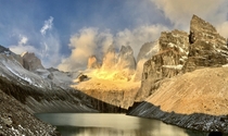 Woke up early to watch the sunrise on the Towers Torres Del Paine Patagonia Chile 