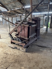 Wool bale pressing machine in outback Australia
