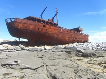 Wreck of MV Plassy on Inis Orr one of the Aran Islands Abandoned during a storm in March  before washing ashore 