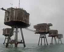 x These are Maunsell Sea Forts used by the British during WW to deter enemy air raids Although abandoned many of them still stand today