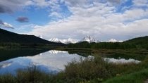 Yellowstone National Park WY with the Grand Tetons in Background 