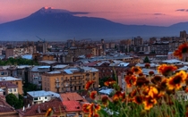 Yerevan Armenia with mount Ararat in the background 