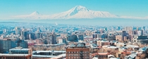 Yerevan Armenia with Mount Ararat m in the background the mountain has been perceived as the resting place of Noahs Ark since the th century 